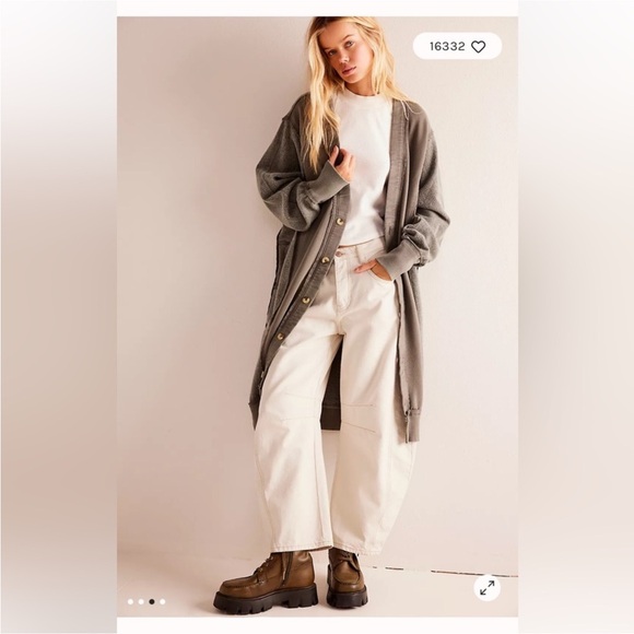 We The Free People light blue Long Button Cardigan Sweater oversized XL NWOT - Picture 3 of 16